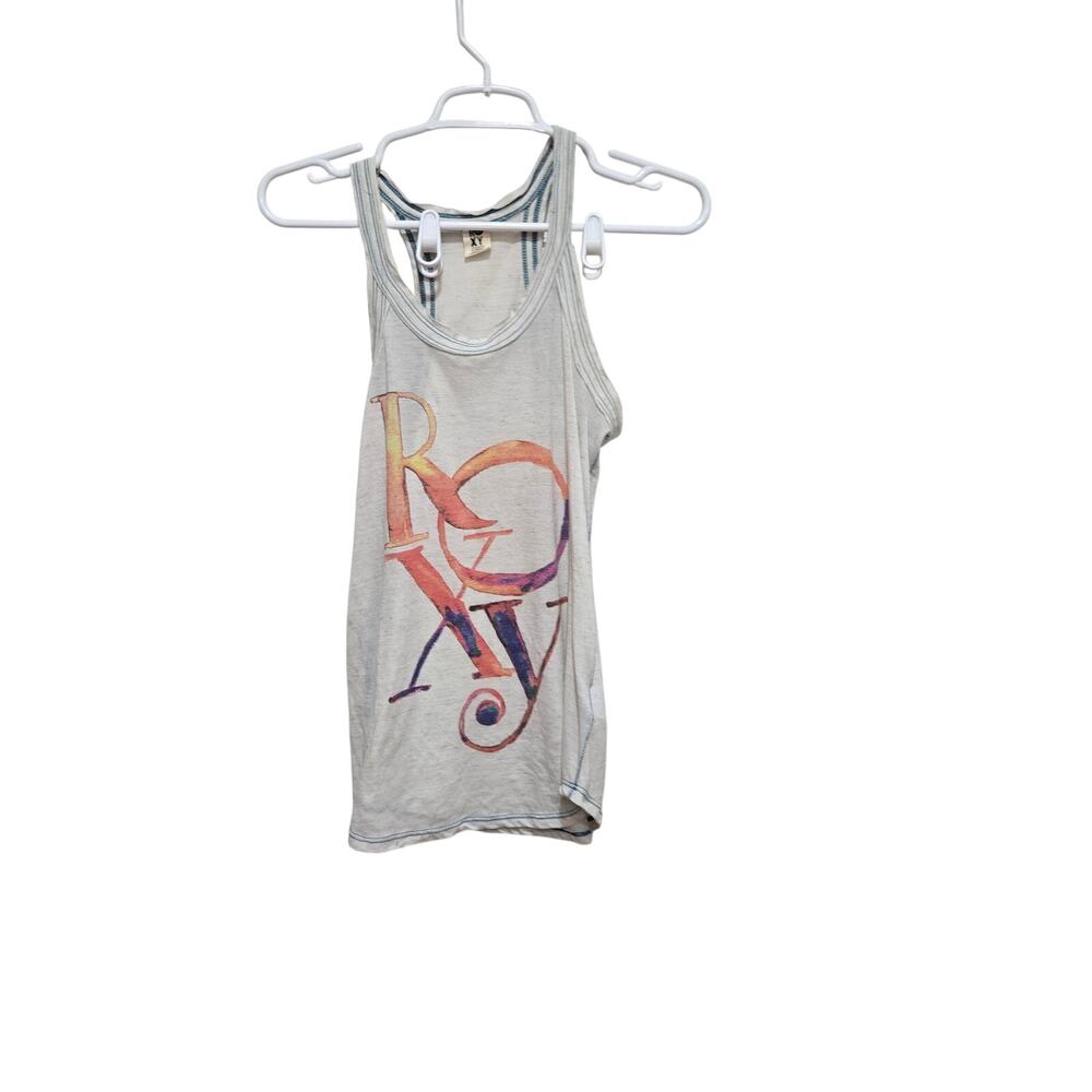 Roxy Watercolor Logo Racerback Tank Top XS Beachy